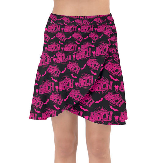 Bit*h Pink Wrap Front Skirt