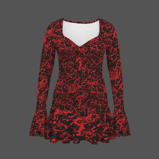 Bloody Murder long sleeve ruffled hem dress