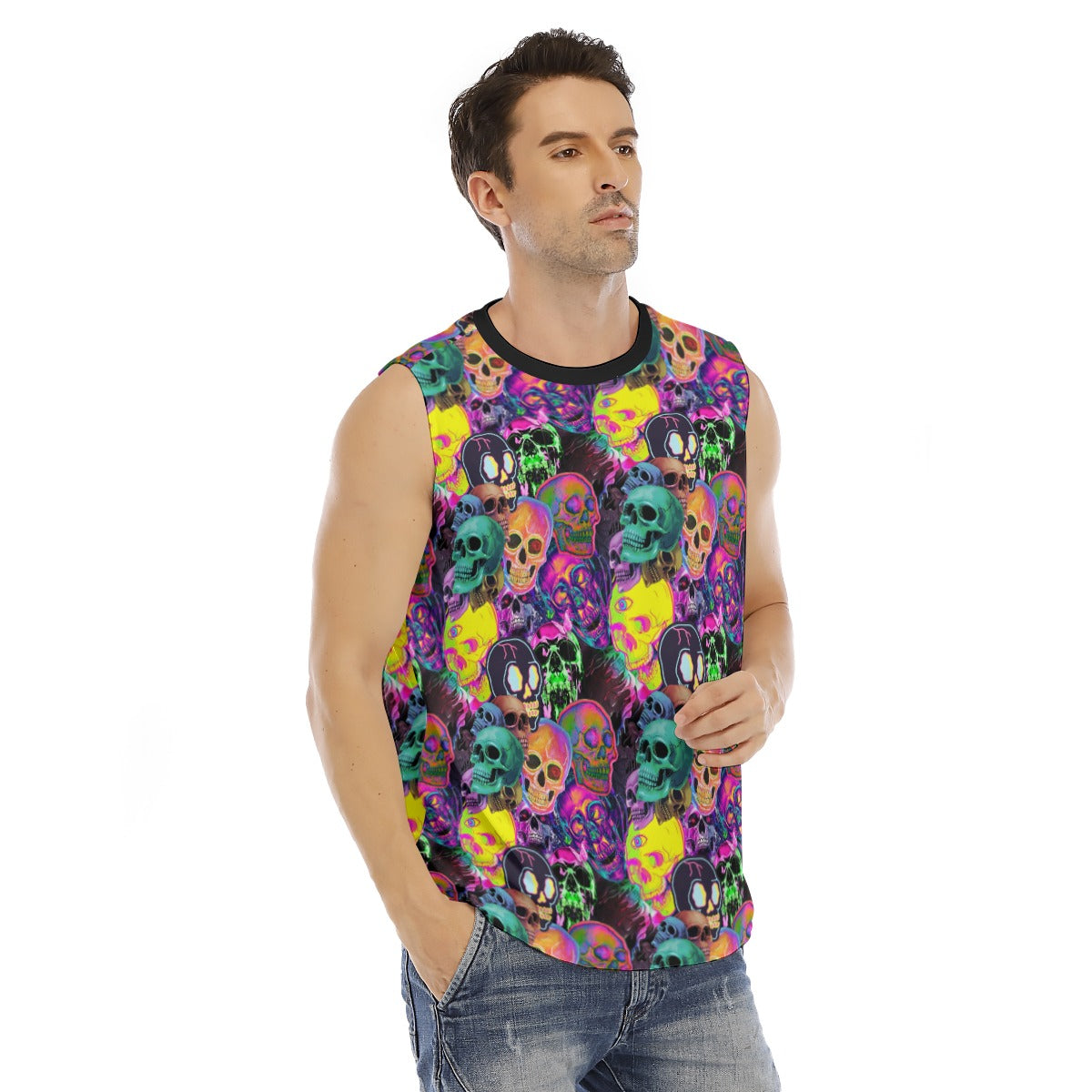 Neon Skull O-neck Tank Top