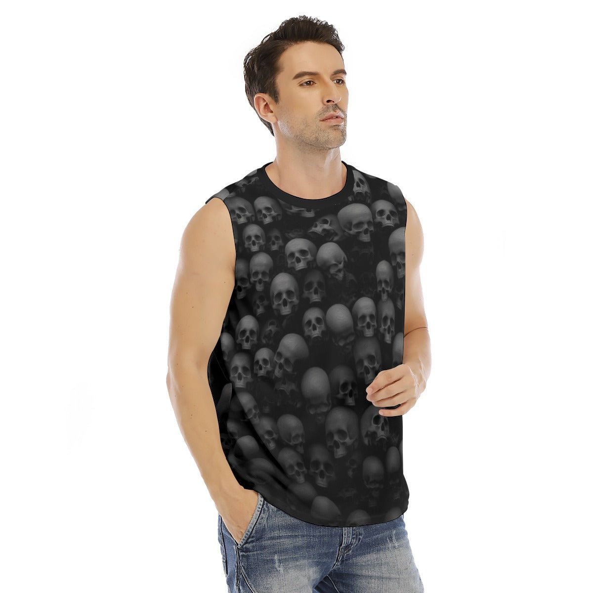 Fading skull O-neck Tank Top